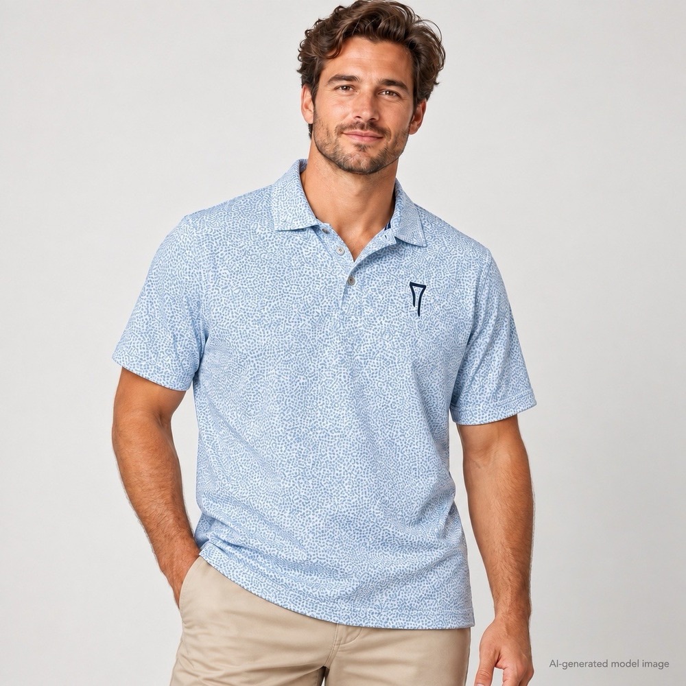 Cutter & Buck Virtue Botanical Polo Men's XL Blue White Golf Recycled Golfcore